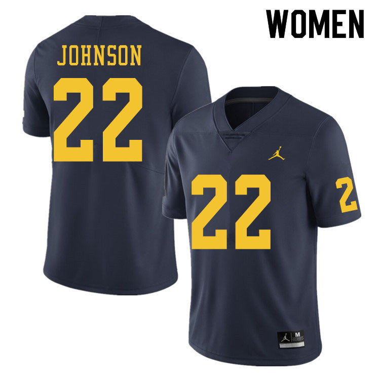 Women #22 George Johnson Michigan Wolverines College Football Jerseys Sale-Navy